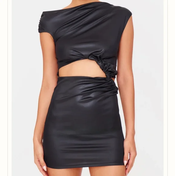 PrettyLittleThing | Dresses | Black Foil Cut Out Twist Mini Dress | Poshmark